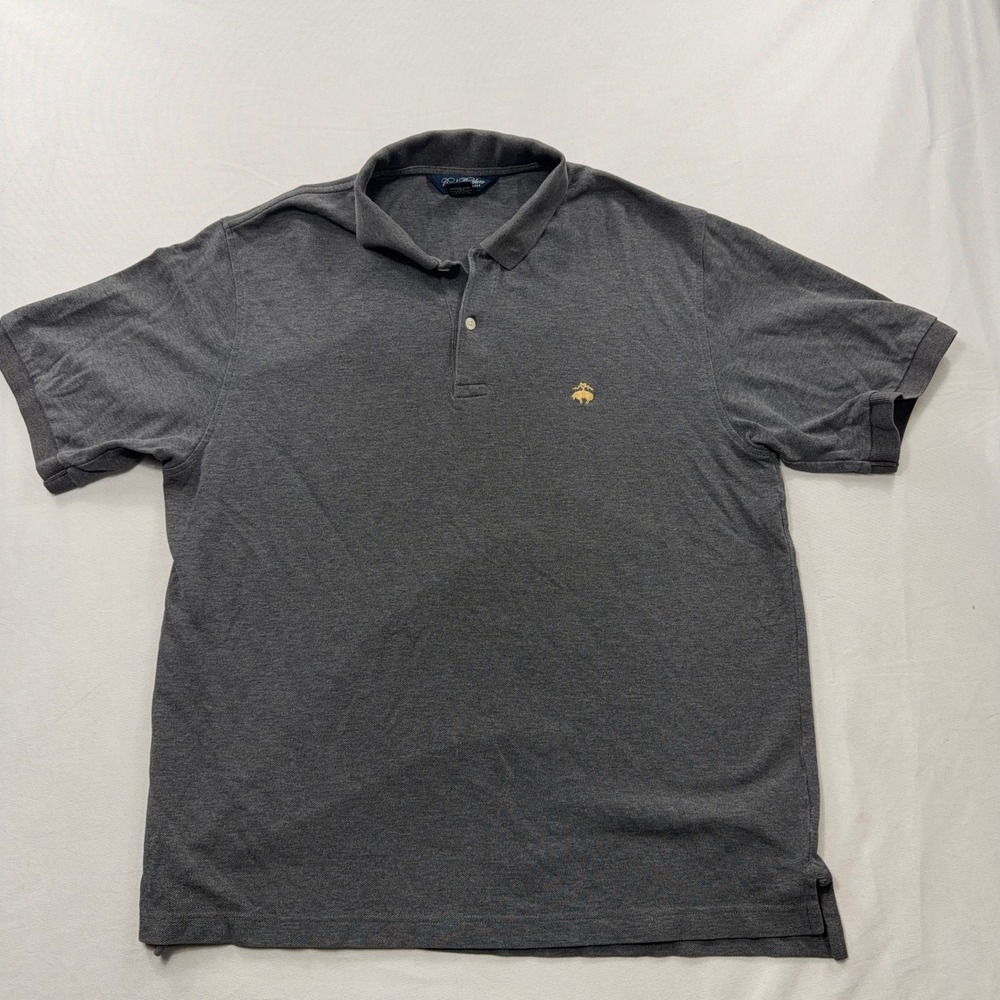 Brooks Brothers Polo Shirt Performance Knit Logo Charcoal Gray Mens Large